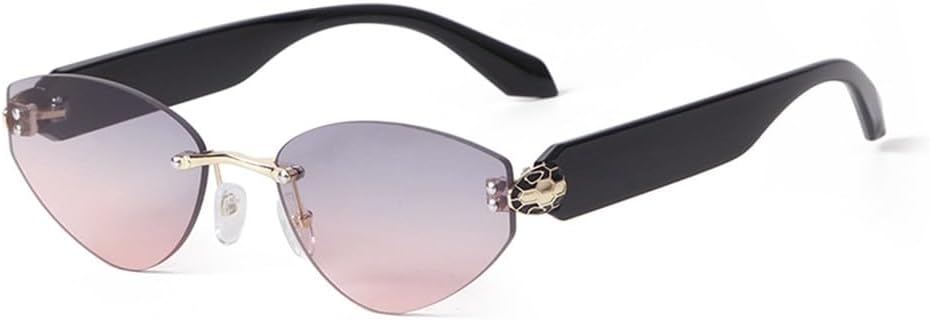 

Стильные солнцезащитные очки «кошачий глаз» без оправы, металлические линзы, уникальные солнцезащитные очки с защитой от УФ-излучения UV400 для женщин и мужчин UJNHGQ, C5