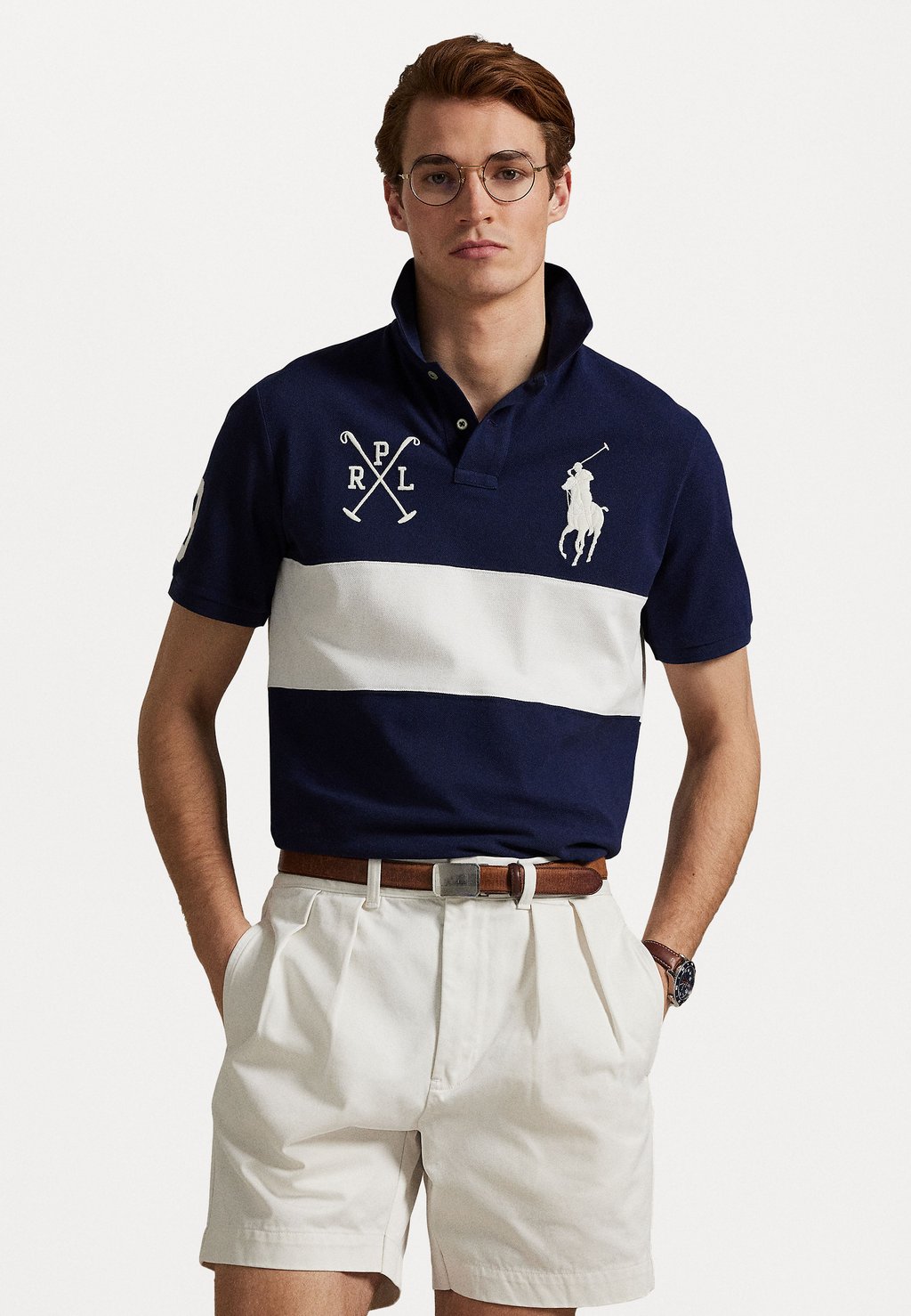 

Рубашка поло Custom Slim Fit Big Pony Mesh Polo Shirt Polo Ralph Lauren, темно-синий