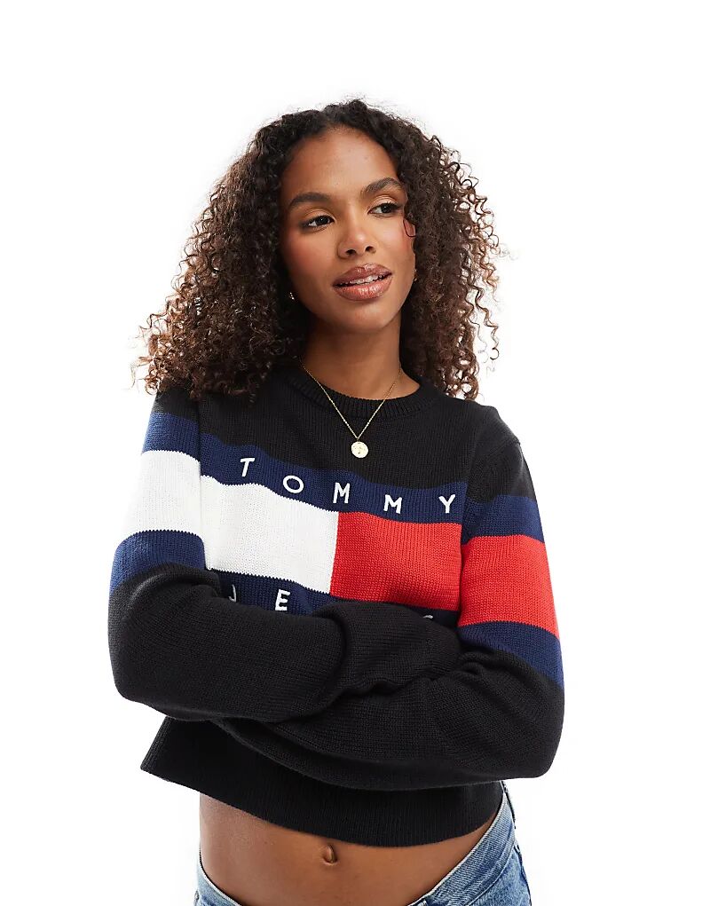 

Джемпер с центральным флагом черного цвета Tommy Jeans