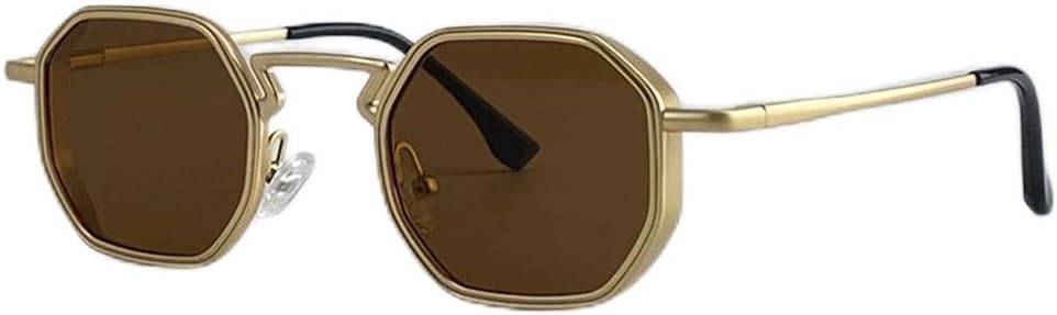 

Мужские солнцезащитные очки в стиле стимпанк с маленькой оправой, винтажные панк-очки 2025 года, классические многоугольные металлические солнцезащитные очки для мужчин, защита от ультрафиолета UV400 KTUCN, C3gungrayblue