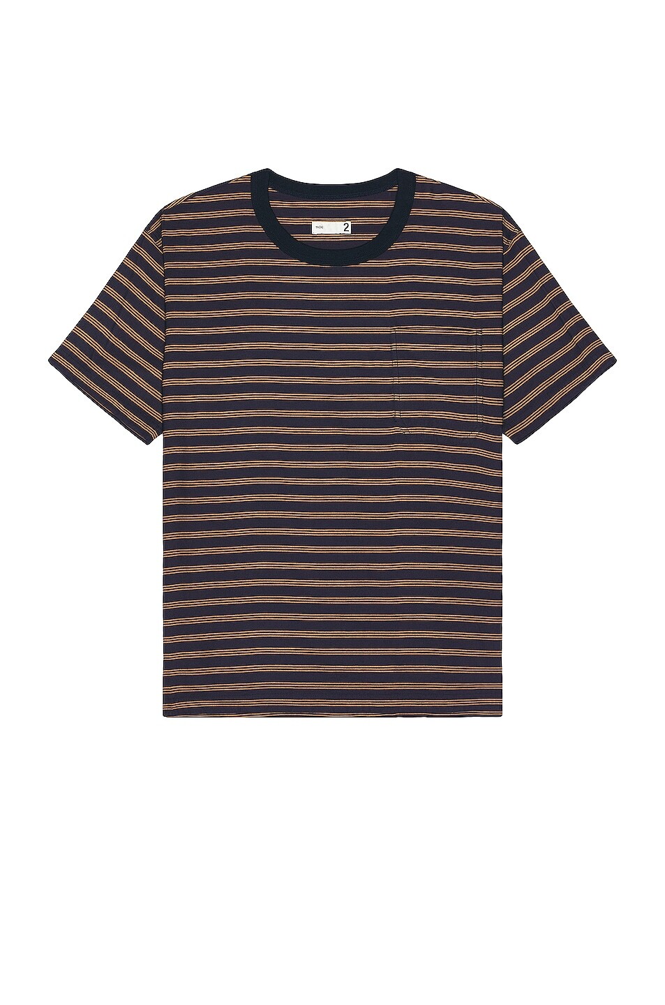 

Футболка Ts(S) Combination Horizontal Stripe Viscose*Polyester Cloth Pocket, темно-синий