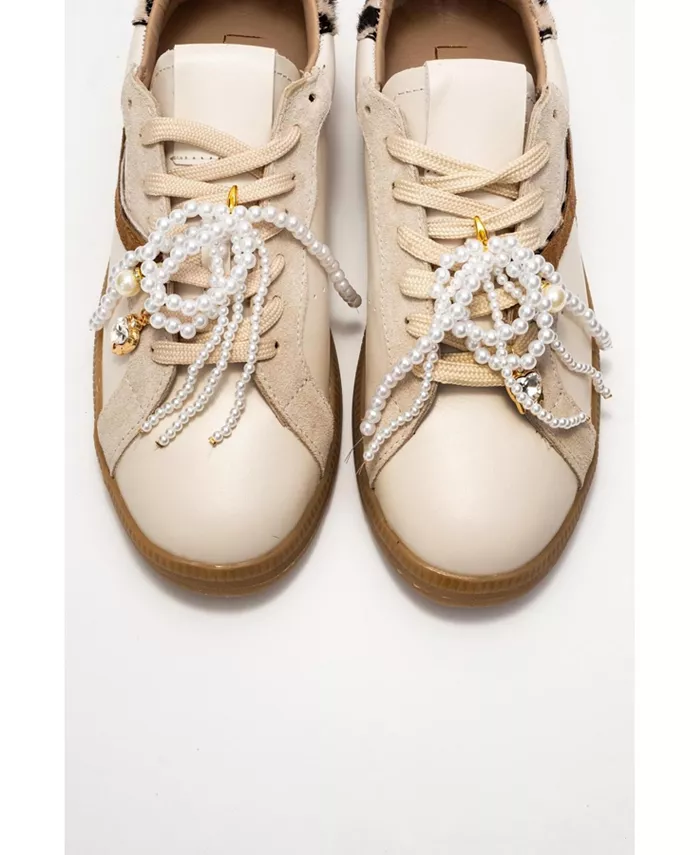 Кроссовки Taren Leather Pearl Buckle (женские) Forever & Always Shoes, загар/бежевый — фото 3