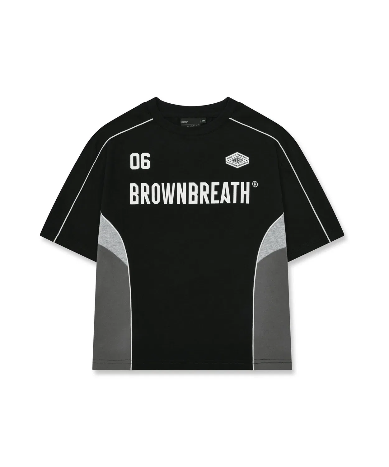 Детская быстросохнущая футболка с блоками чёрная от Brownbreath Kids — фото 2