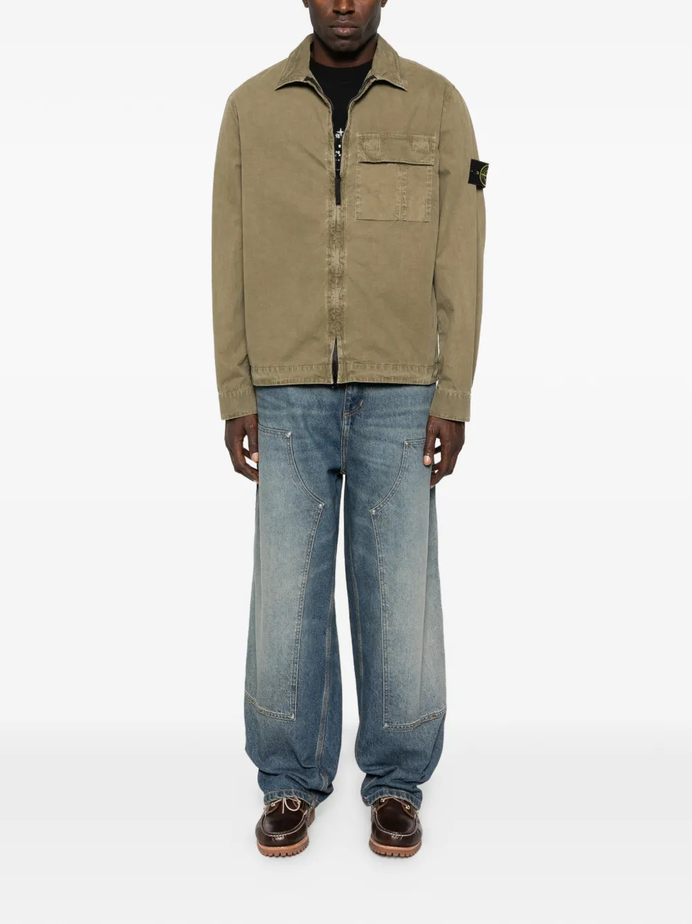 Рубашка-куртка на молнии с нагрудным карманом Stone Island, зеленый — фото 2