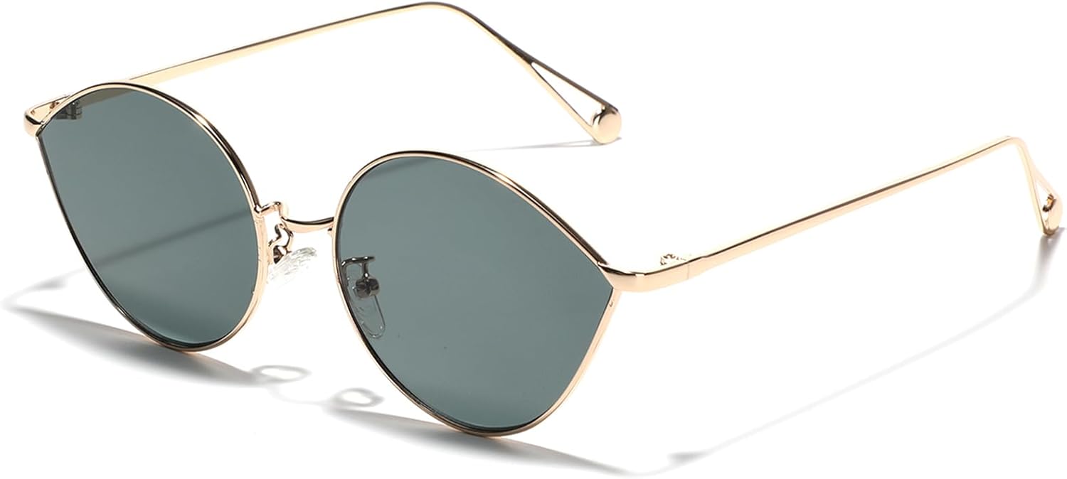 

Забавные солнцезащитные очки неправильной формы «кошачий глаз» для женщин, модные, изящные, в тонкой металлической оправе, тонированные, с защитой от УФ-излучения UV400 TIGA VINTA, 2