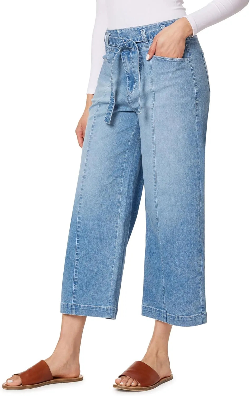 

Angels Forever Young Women's Everflex Classic Belted Wide High-Rise Crops