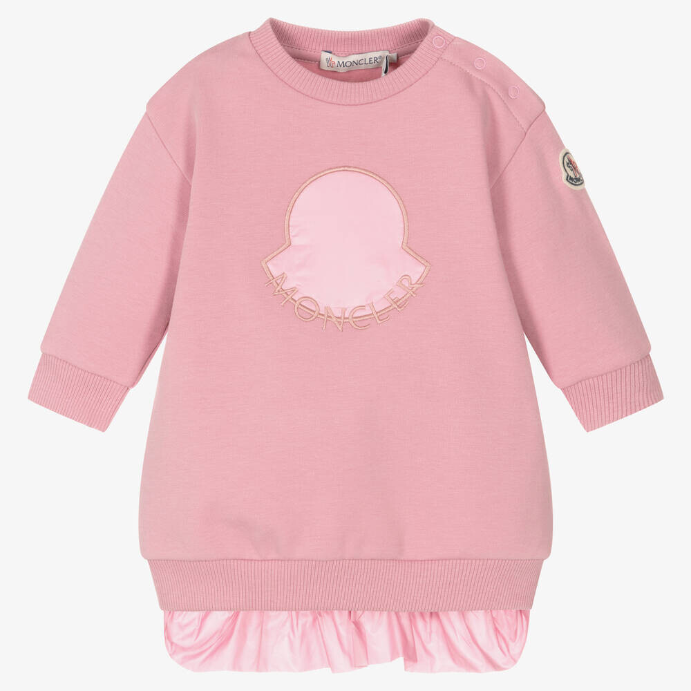 

Розовое хлопковое платье-свитшот Moncler, розовый