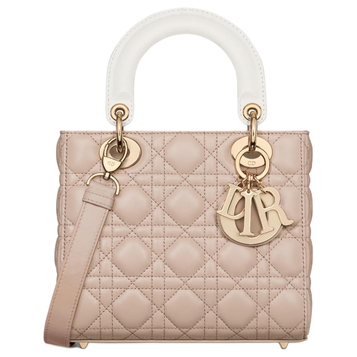 

Леди Диор Сумка через плечо из овчины Кроссбоди Маленькая Женская Молочный белый и бежево-коричневый