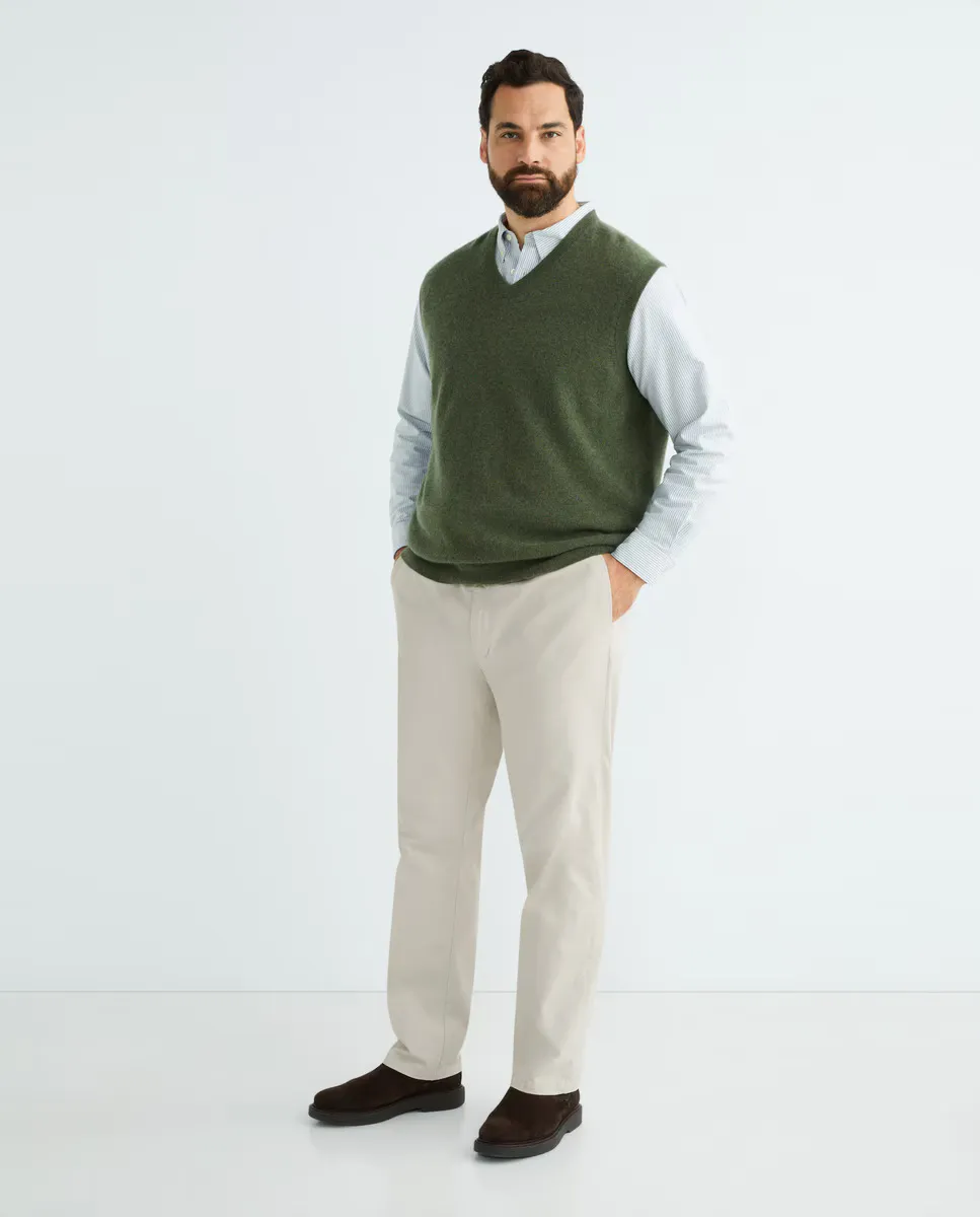 

Мужской закрытый гладкий жилет из 100% кашемира больших размеров Emidio Tucci, цвет Kaki