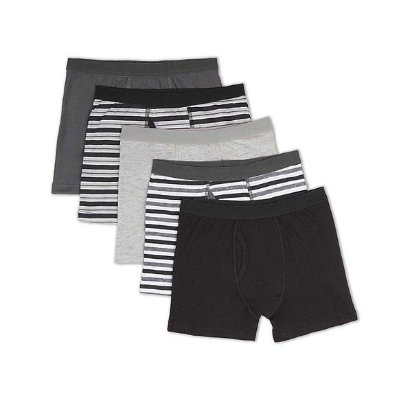 

5 пар боксеров для мальчиков Cotton Rich, серый мульти, с полосками и однотонные Memoi