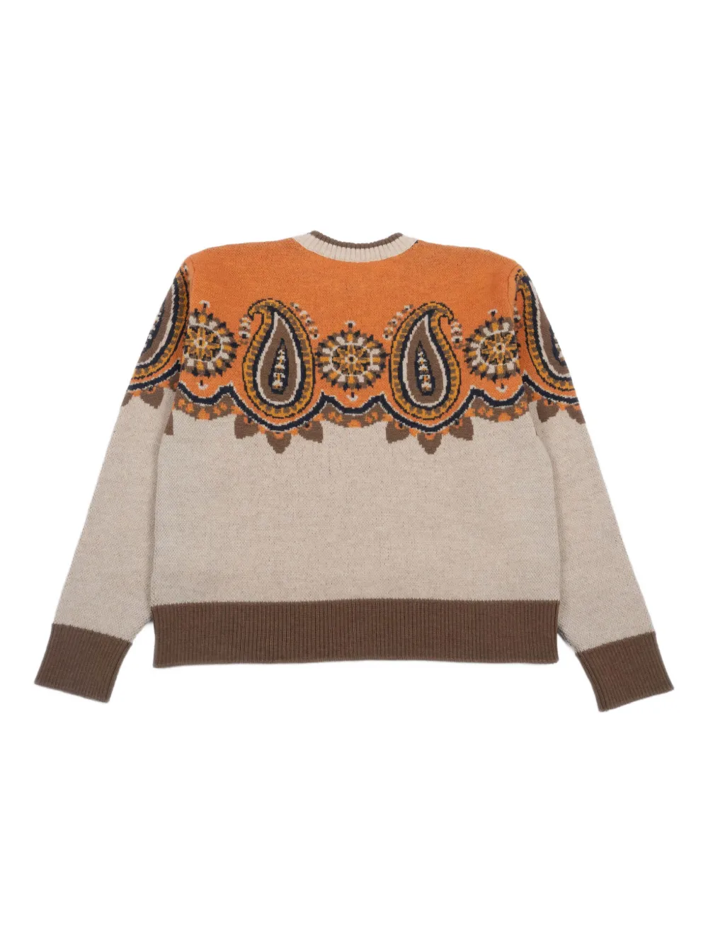 Свитер с круглым вырезом и узором пейсли ETRO KIDS, коричневый — фото 3