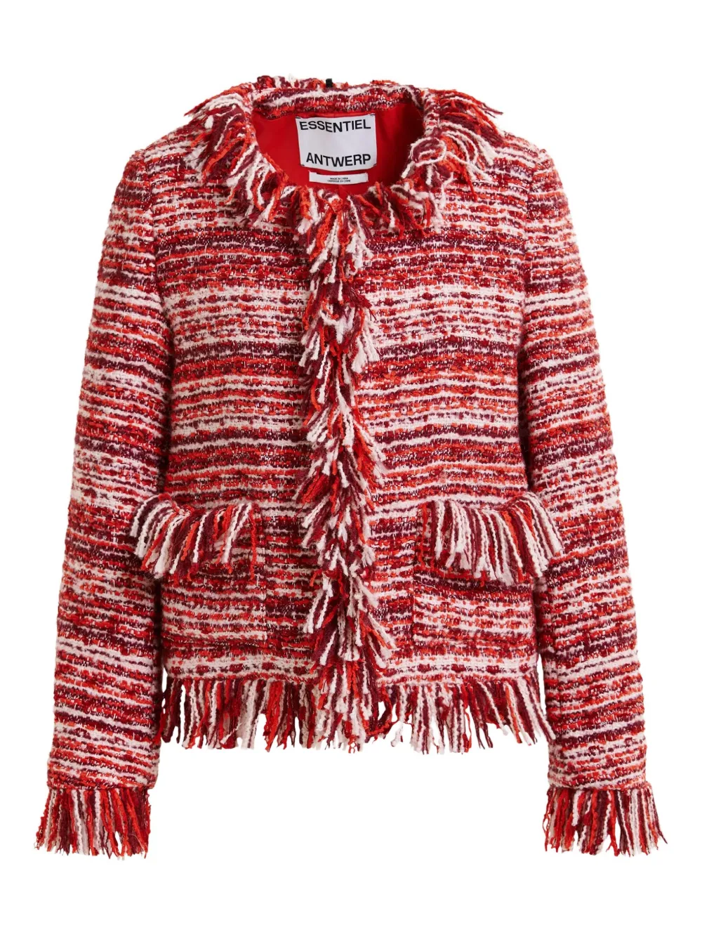 

Твидовый жакет Iskra с бахромой Essentiel Antwerp, красный