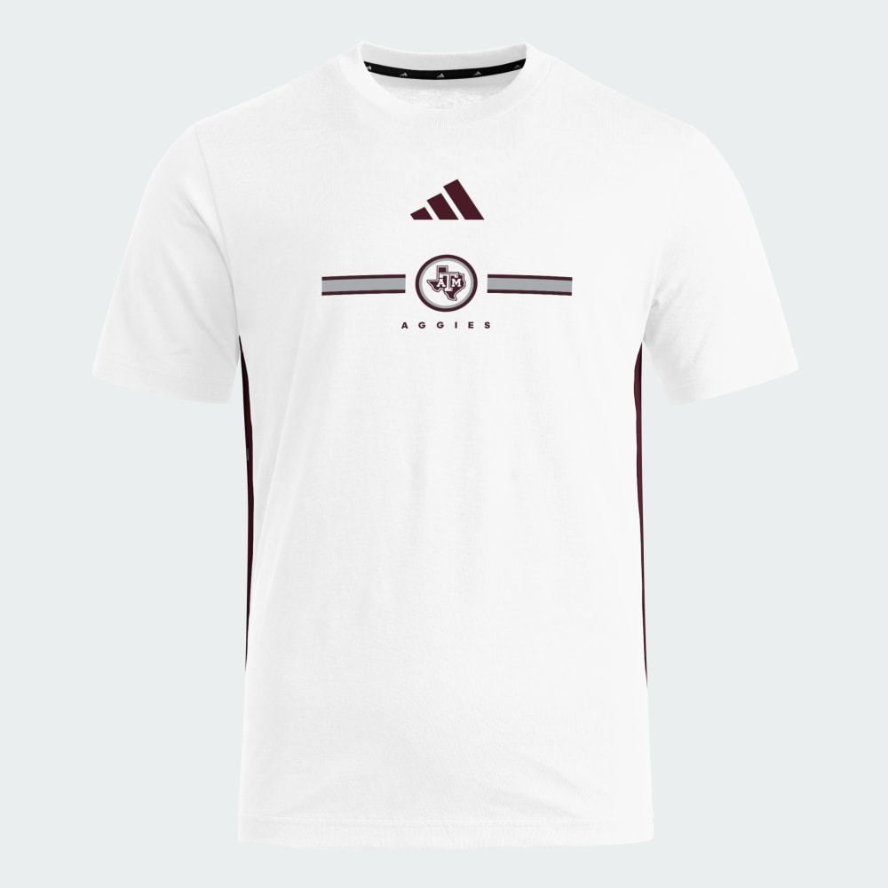 

Футболка Adidas Texas A&M Aggies Essentials 3-Stripes Tee, цвет White/Team Maroon/Ncaa-Tam-7t6