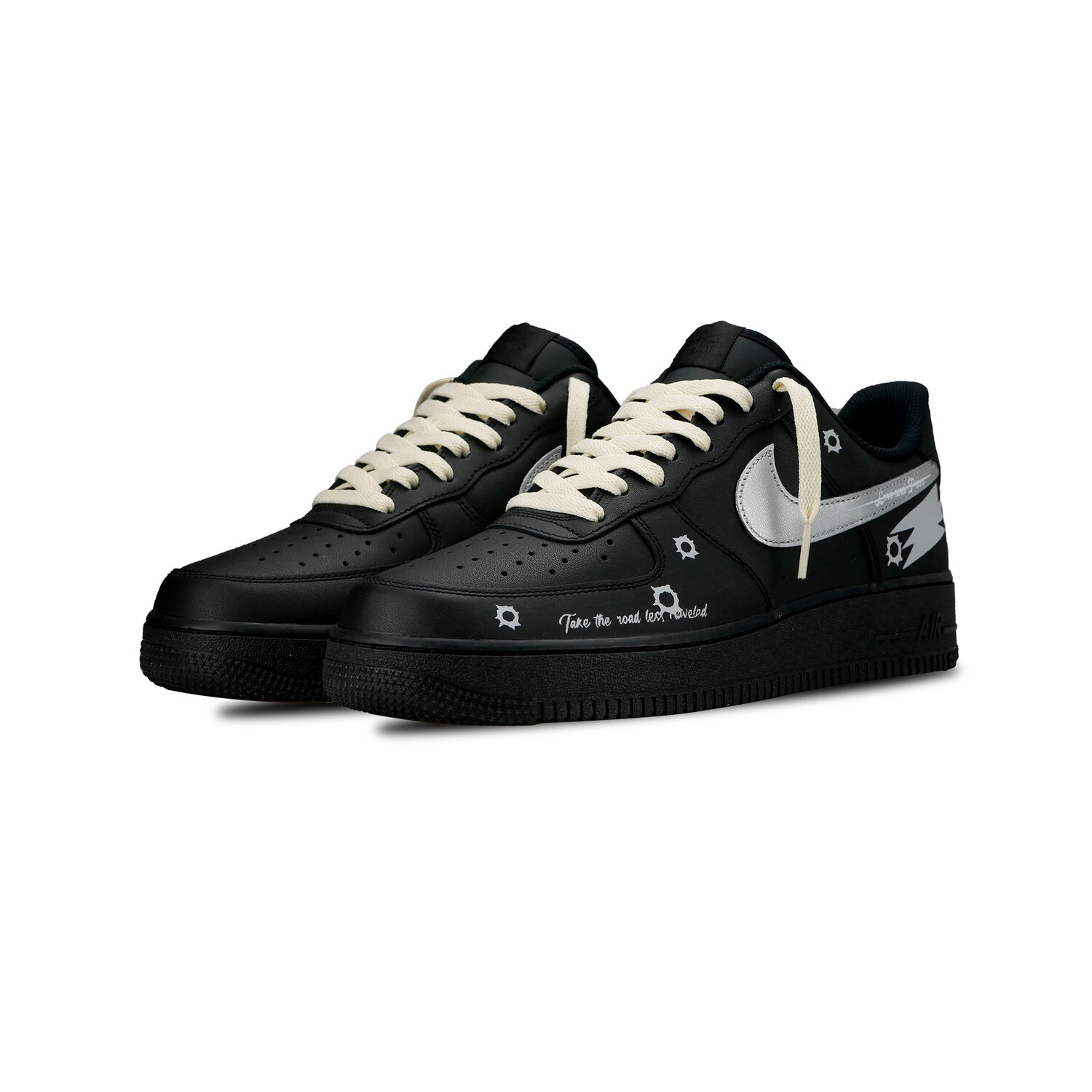 

Кроссовки Nike Air Force 1 Skateboarding Shoes Unisex Low-top Black/Silver, черный/серебряный