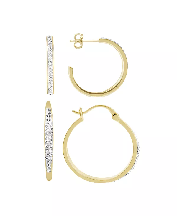 

Серьги-Кольца с прозрачным кристаллом и защелкивающейся верхней частью, в позолоченном или серебряном исполнении And Now This, gold