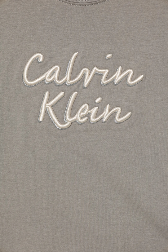 Детская хлопковая футболка Calvin Klein Jeans, серый — фото 3