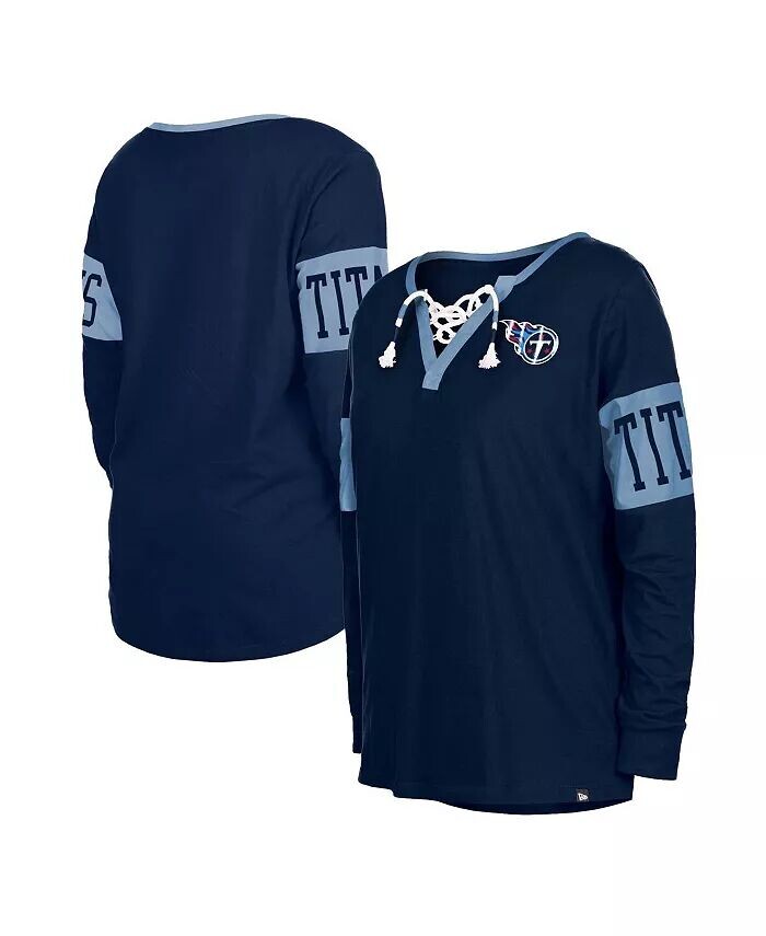 

Женская темно-синяя футболка с длинным рукавом и шнуровкой Tennessee Titans New Era, синий