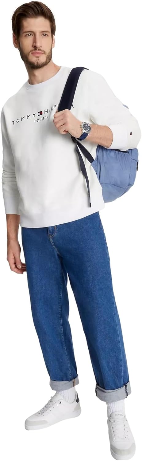 Коллекция мужских толстовок TOMMY HILFIGER Crew 2025, Embroidered Tommy Logo White — фото 2