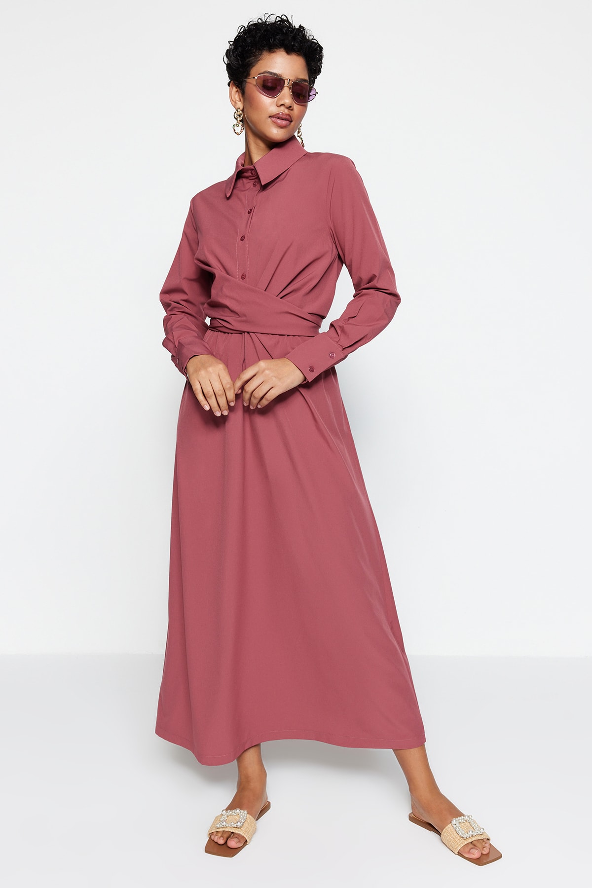 

Платье - Красное - Базовое Trendyol Modest, красный