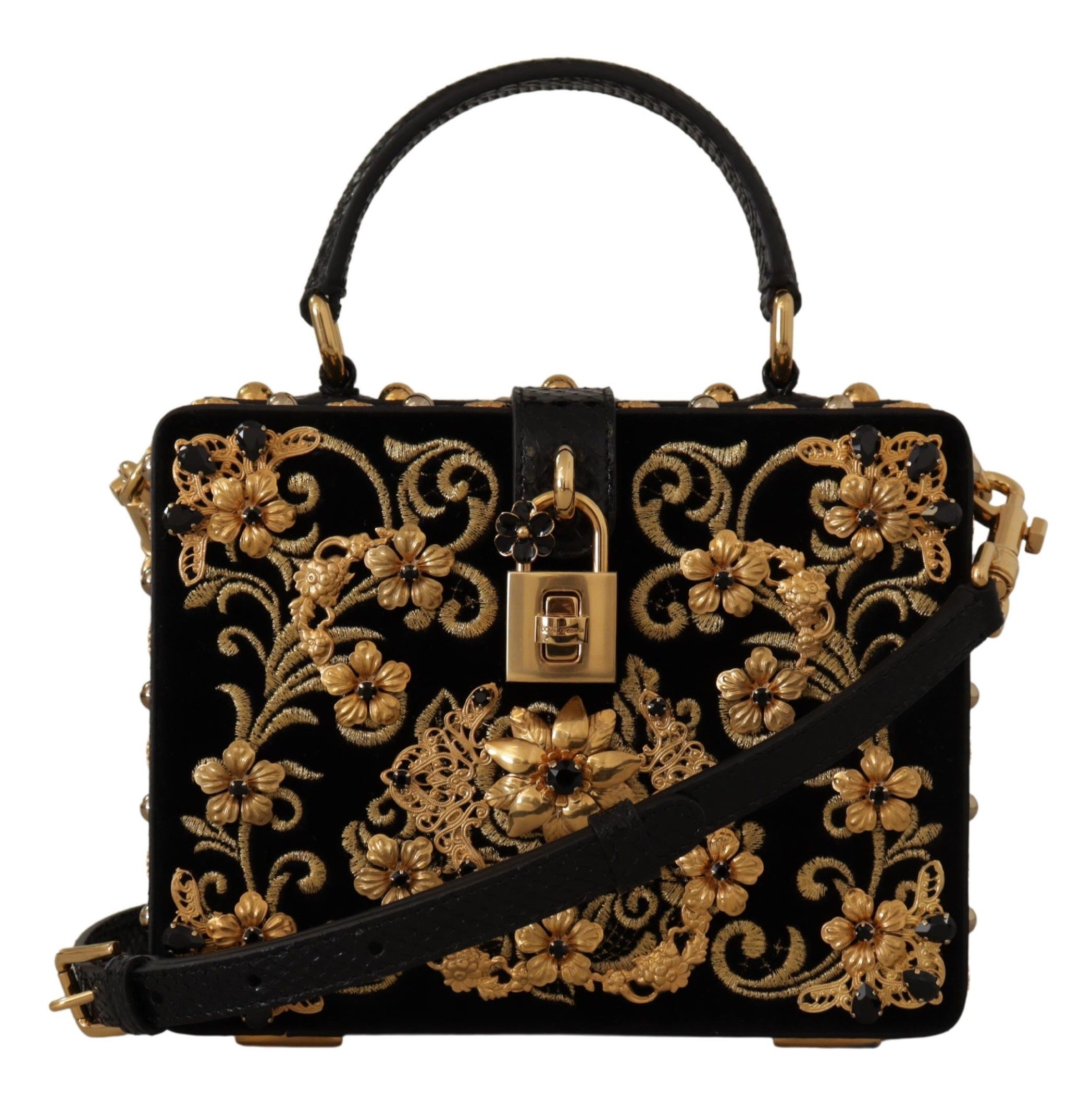 

Элегантная черная сумка-коробка с кристаллами Dolce & Gabbana
