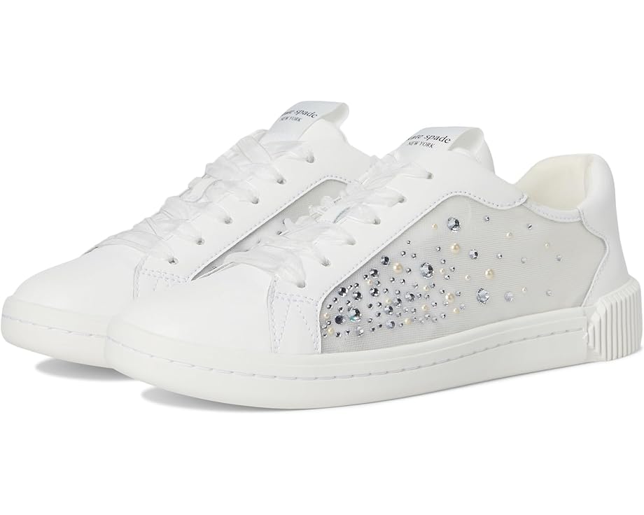 Кроссовки Kate Spade New York Tori Crystals Lace Up Sneakers, цвет True White