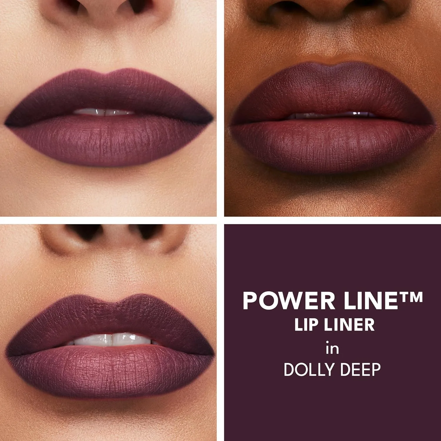 Карандаш для губ Buxom Power Line Plumping Lip Line, стойкий, водостойкий и выдвижной, увлажняющая формула с пептидами и витамином Е, матовое покрытие, не тестируется на животных, не требует заточки., AE Dolly Deep (Blackened Plum Mauve) — фото 3