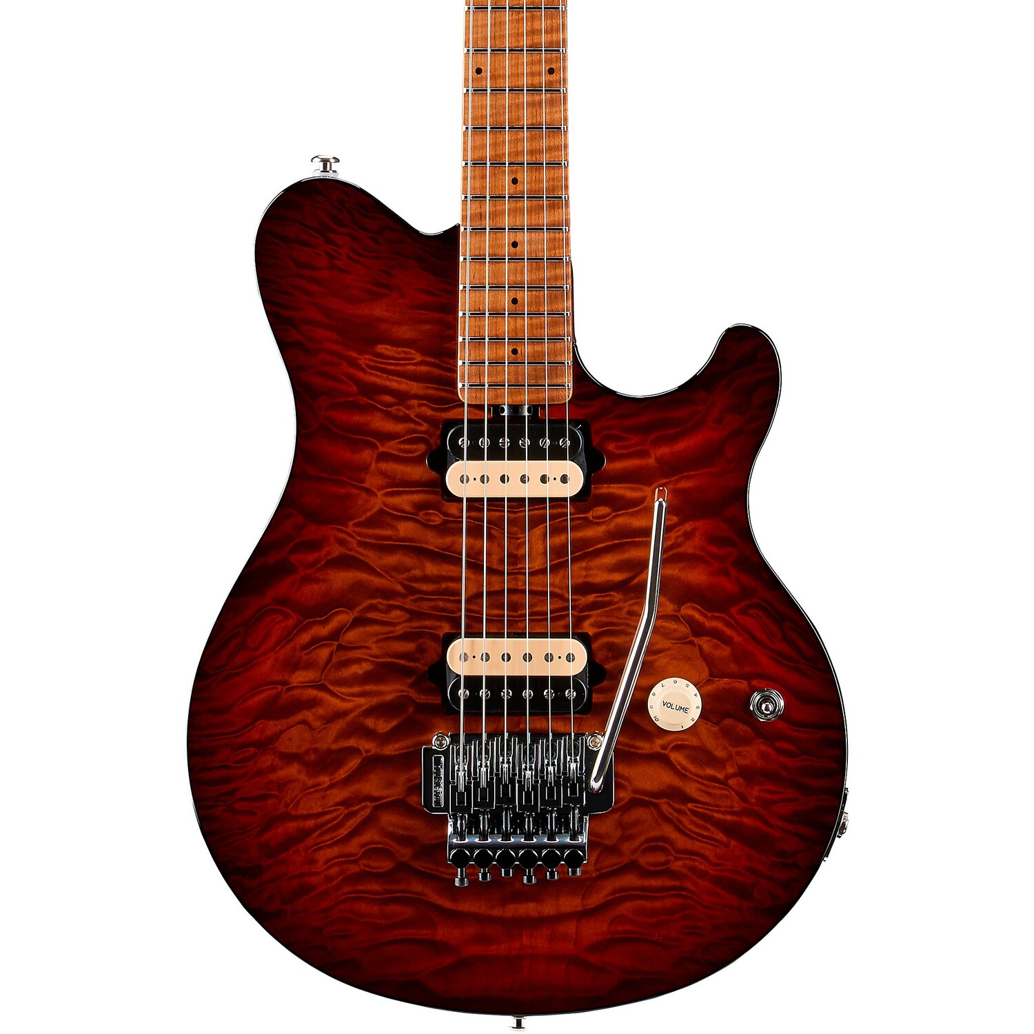 

Ernie Ball Music Man Axis Quilt Top Электрогитара Жареный Янтарь