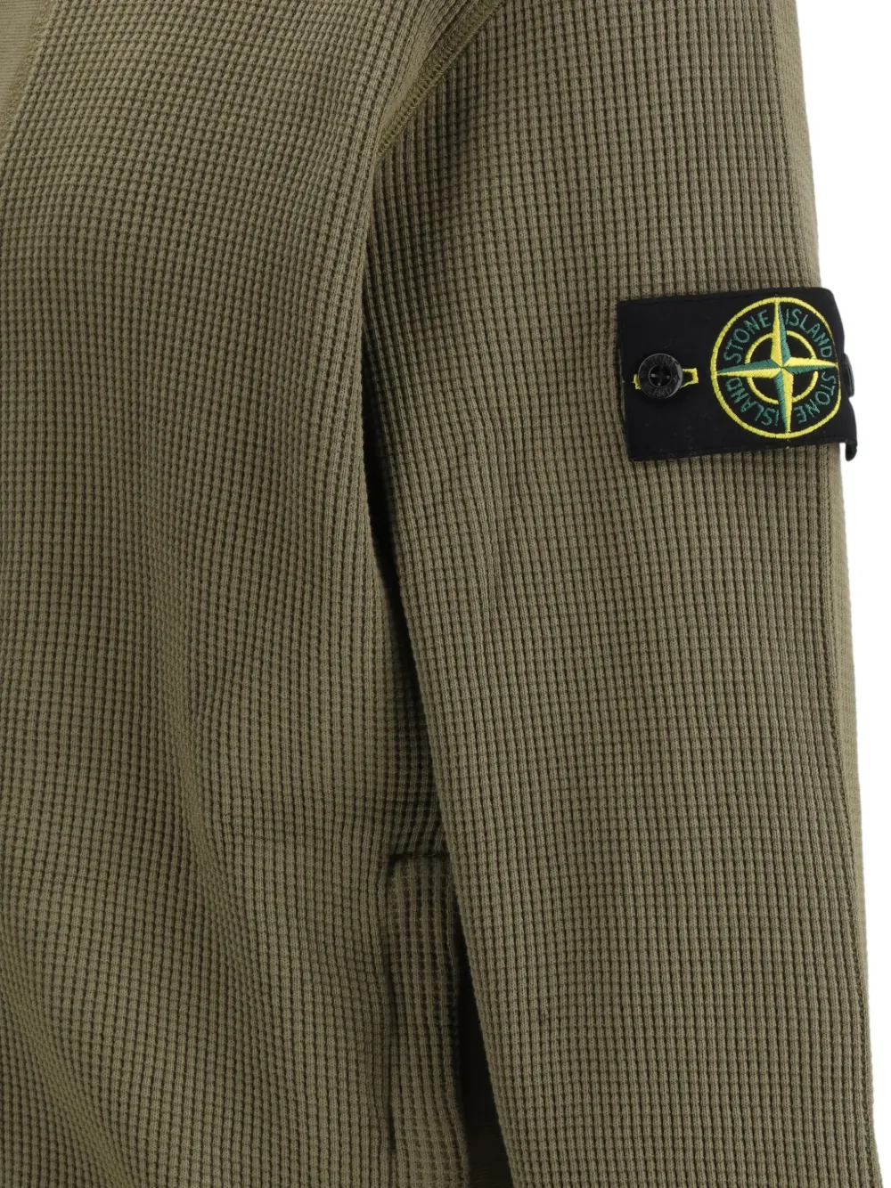 Толстовка на молнии с капюшоном из вафельной ткани Stone Island, зеленый — фото 4