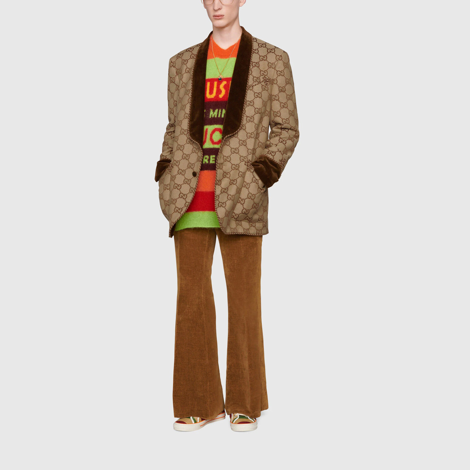 Куртка GUCCI мужская, полиэстер и хлопок, цвет коричневый — фото 3
