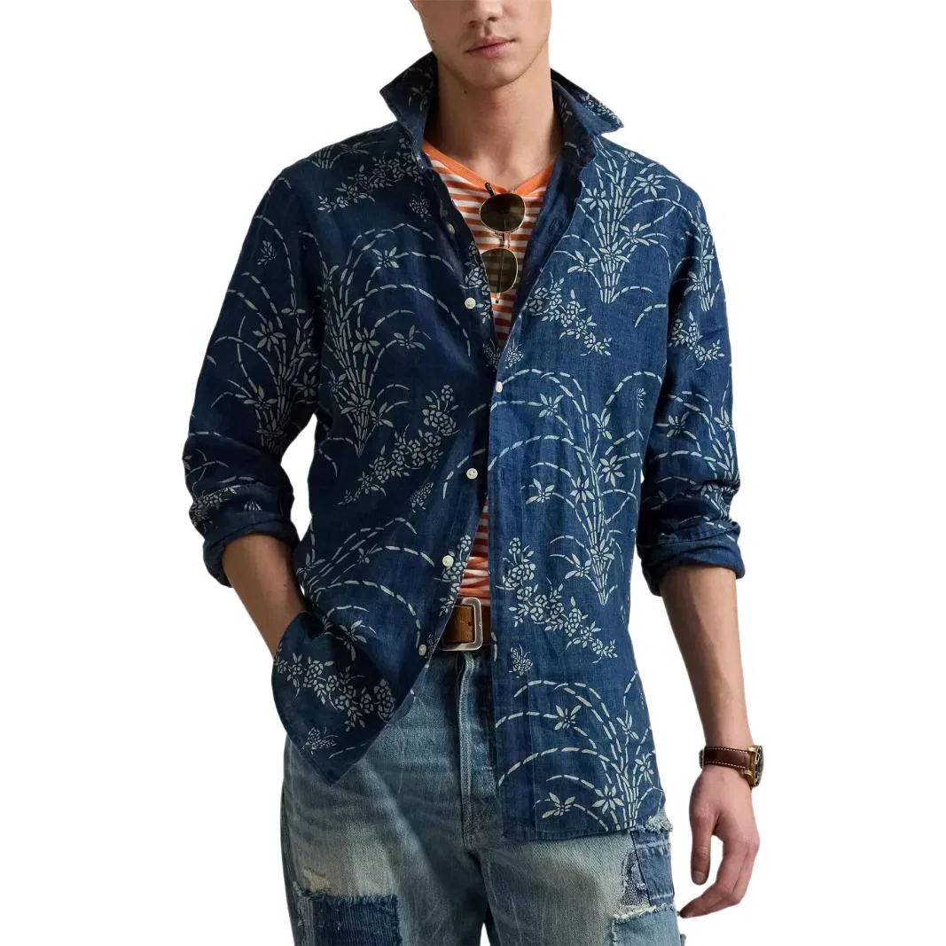 Льняная рубашка с цветочным принтом Polo Ralph Lauren, Blue — фото 3