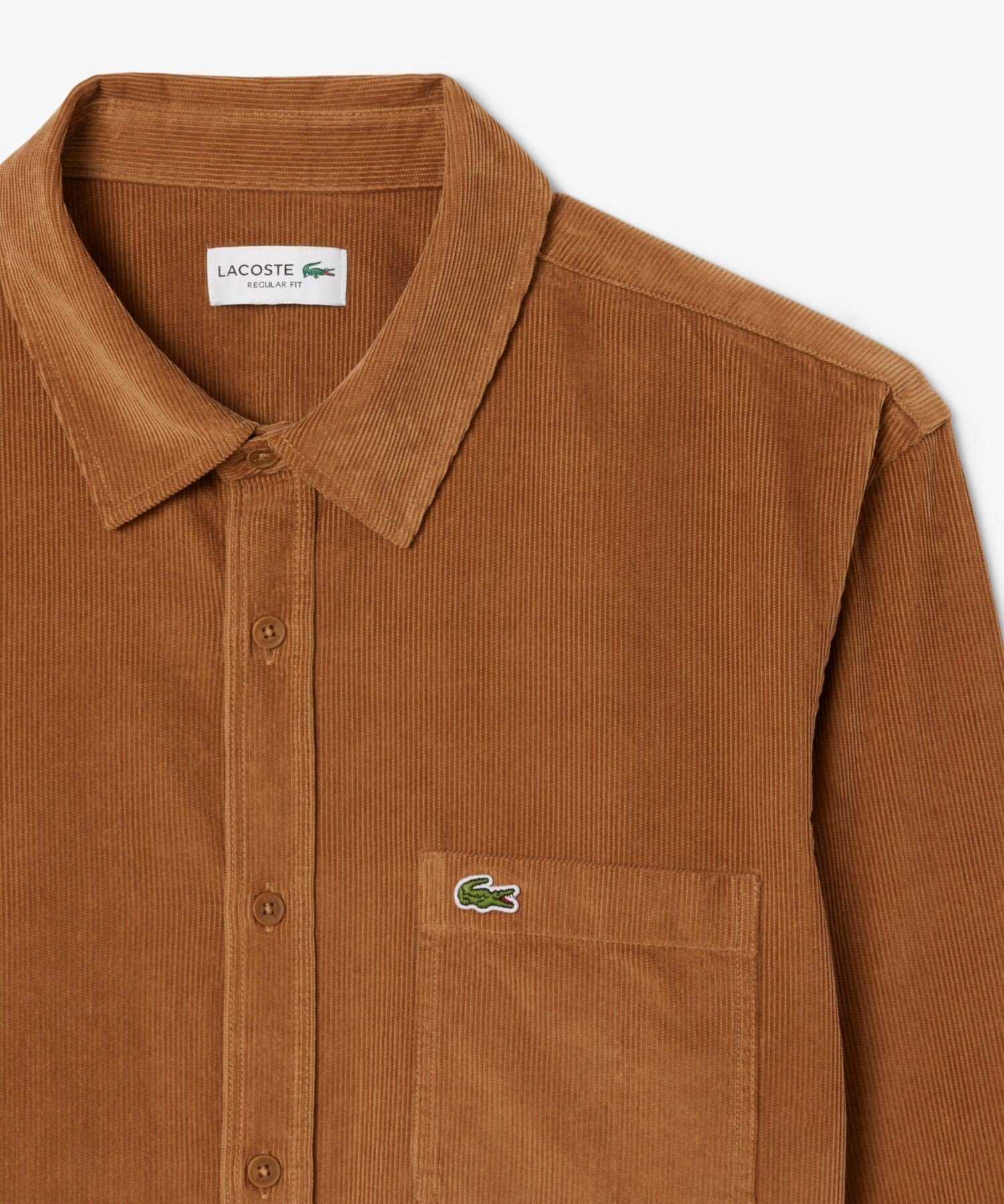 Вельветовая рубашка Essential LACOSTE, Camel — фото 4