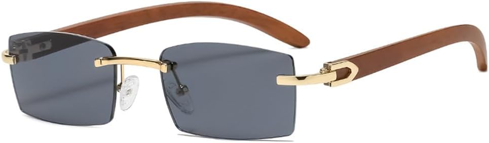 

Популярные прямоугольные солнцезащитные очки для женщин и мужчин, модные безободковые солнцезащитные очки, подходящие для путешествий и фотосъемки, защита от ультрафиолета UV400 HHZZYVY, Gold Black