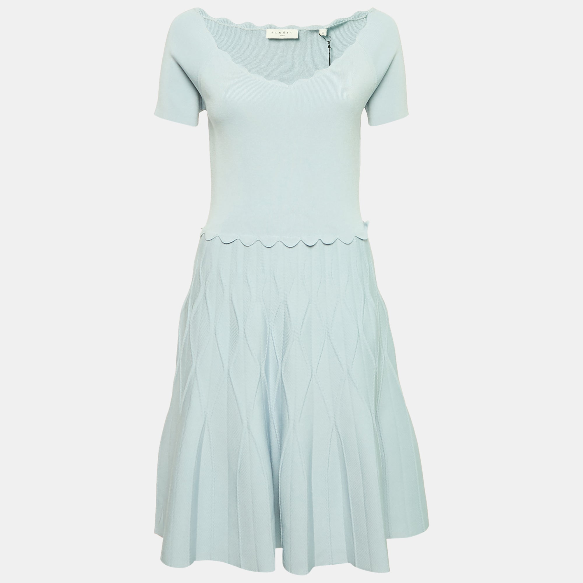 

Мини-платье Sandro из эластичного трикотажа синего цвета