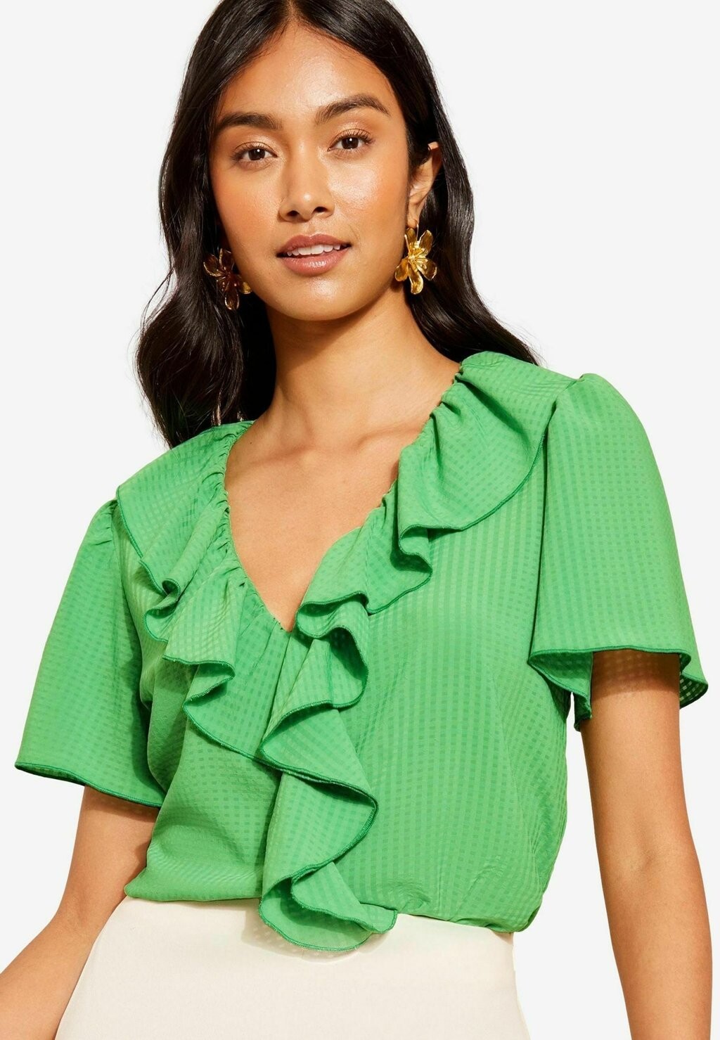 

Блуза RUFFLE FRONT PUFF SLEEVE-REGULAR FIT Friends Like These, зеленый