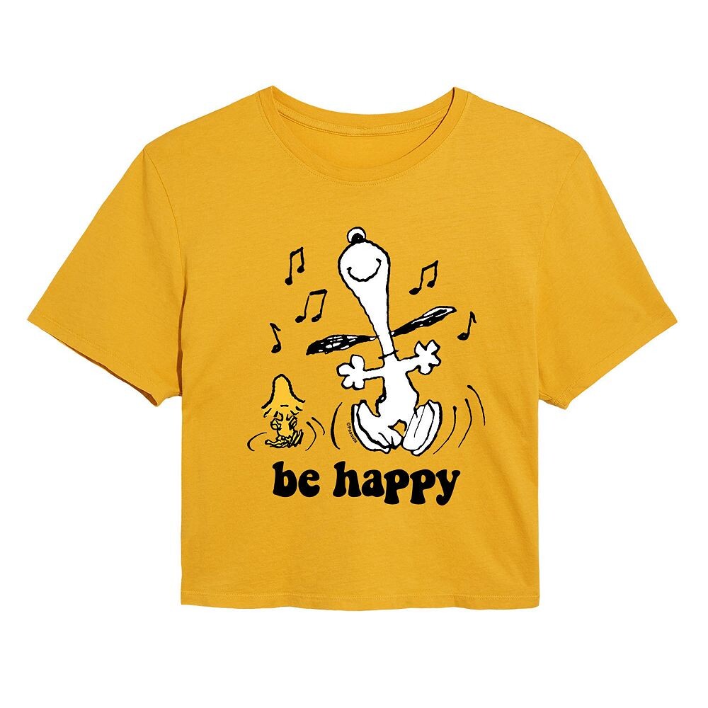 

Укороченная футболка с рисунком Peanuts Snoopy & Woodstock для юниоров "Be Happy" Licensed Character, желтый