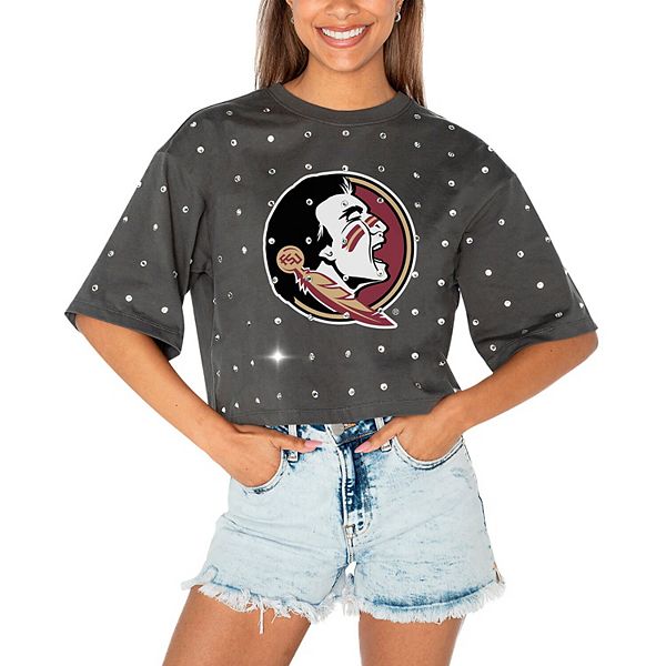 

Женская серая футболка Florida State Seminoles Go Time с камнями Gameday Couture