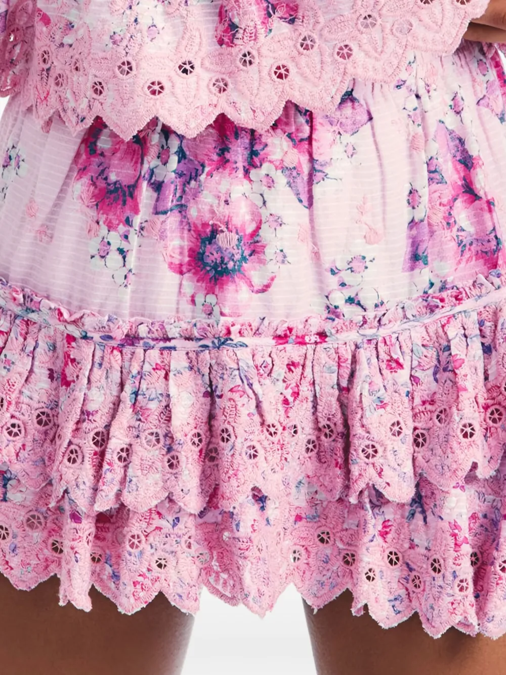 

Мини-юбка Cairo с цветочным принтом и оборками Loveshackfancy, розовый