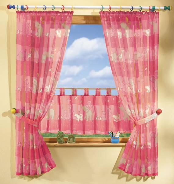 

Штора Gardinenboxnset mit Tieren für Kinder, 120x175x1 см, розовый