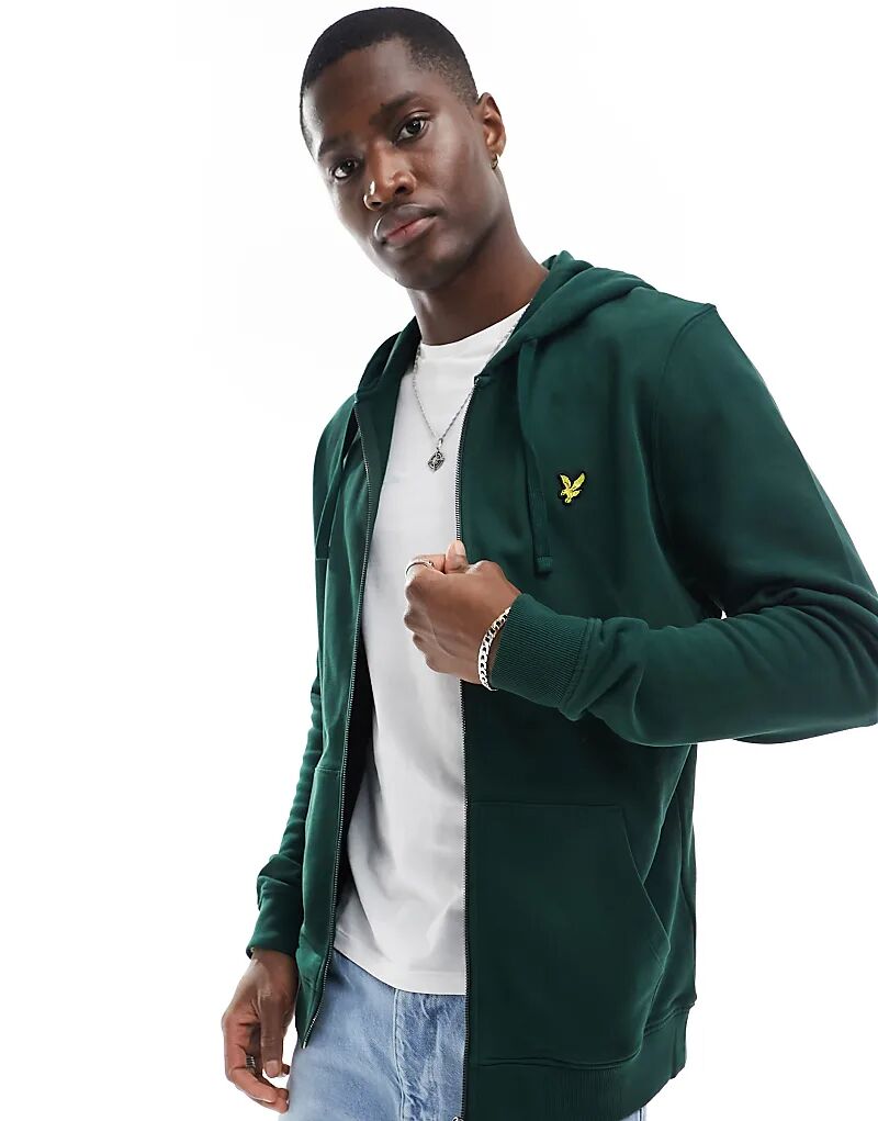 

Толстовка с капюшоном на молнии темно-зеленого цвета Lyle & Scott