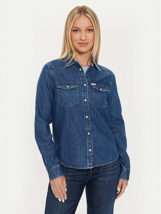 

Джинсовая рубашка classic fit W4YH35 D5EI3 Guess Jeans, синий