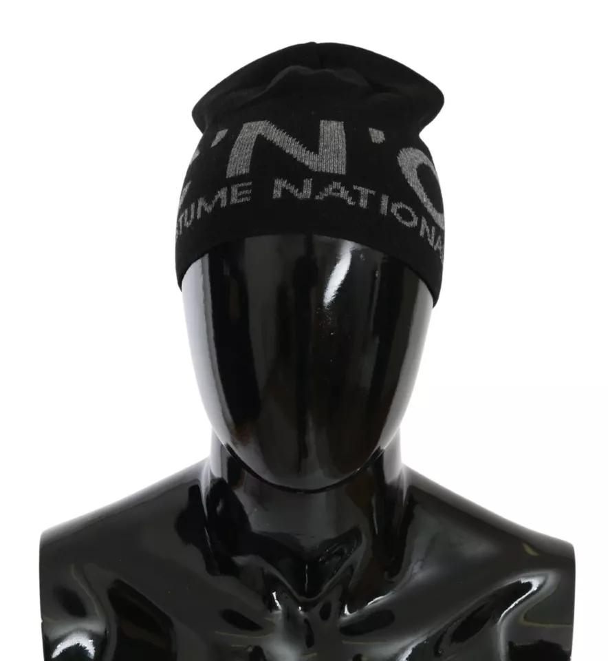 

Черная шерстяная фирменная шапка-бини Costume National, цвет Black Gray Branded