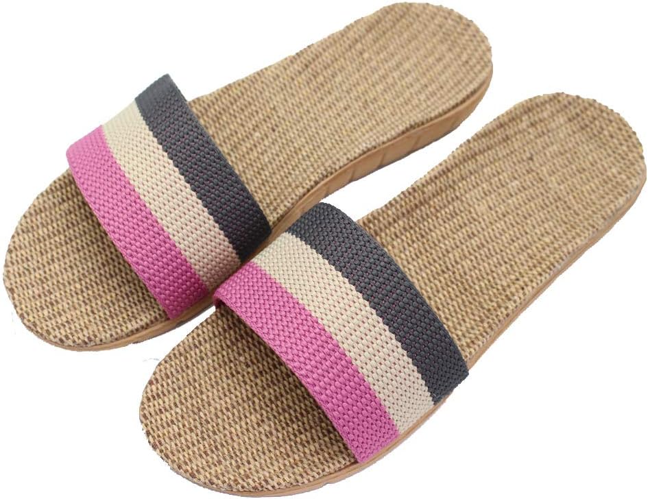 

Летние домашние тапочки Hwayslon из льна унисекс с противоскользящей подошвой, розовый