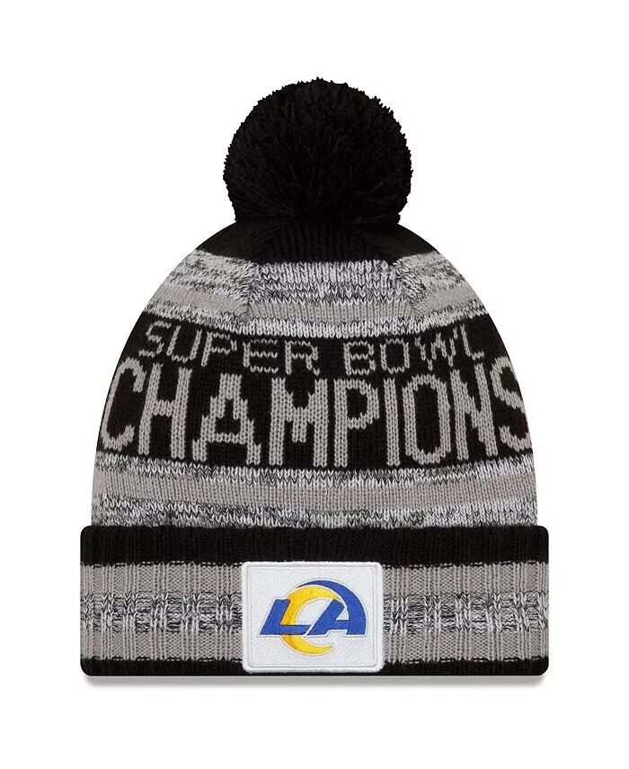 

Мужская вязаная шапка с помпоном Los Angeles Rams Super Bowl LVI Champions Parade, серо-черная New Era