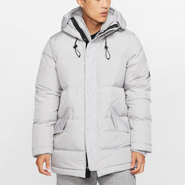 Пуховик Air Jordan Wings Outdoor mid-length hooded down Jacket Gray, серый — фото 4