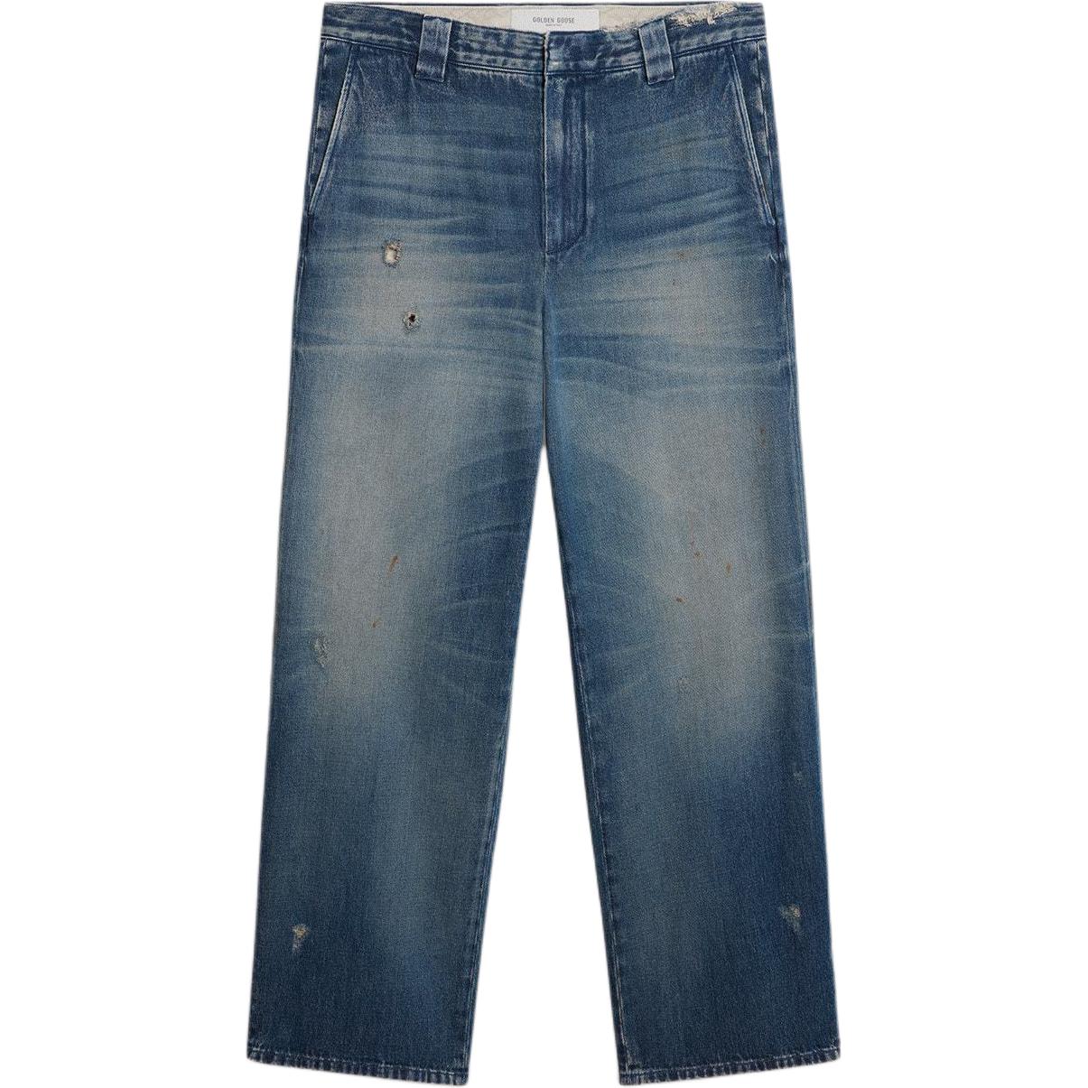 

Прямые джинсы Deluxe Brand с потертостями Golden Goose, синий