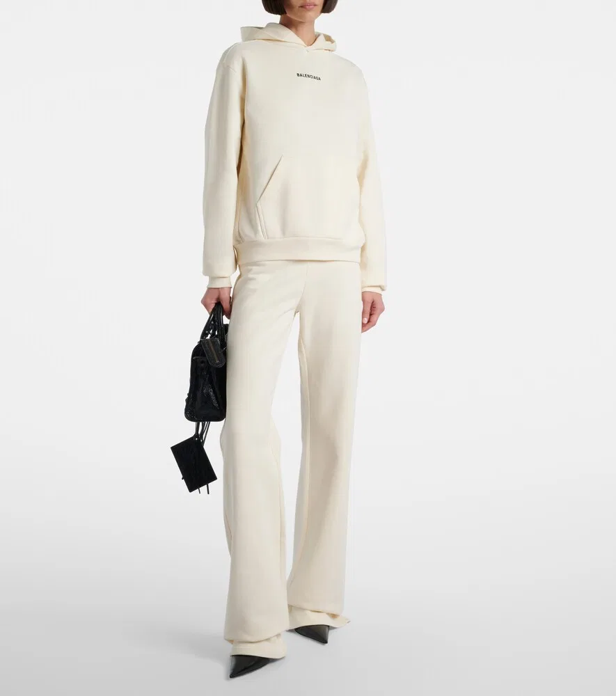 Толстовка из хлопкового флиса с логотипом Balenciaga, белый — фото 2