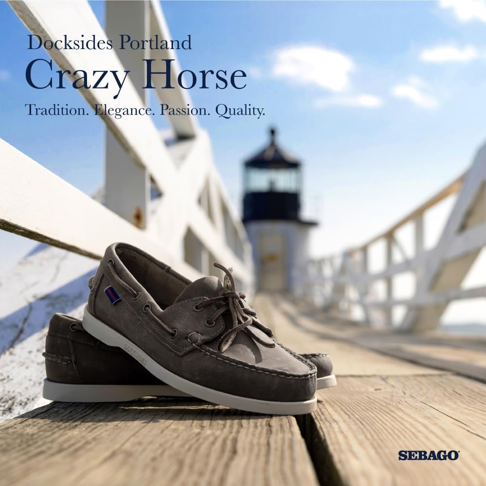Мокасины Sebago Portland Crazy H - с узорчатой и искусственно состаренной вощеной кожей, подкладкой из кожи и резиновой подошвой, не оставляющей следов и не скользящей, темно-серый — фото 2