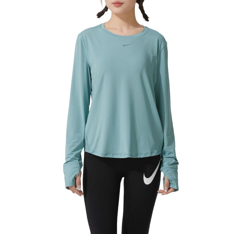 Классический женский топ с длинными рукавами Dri FIT Nike, светло-зеленый — фото 2