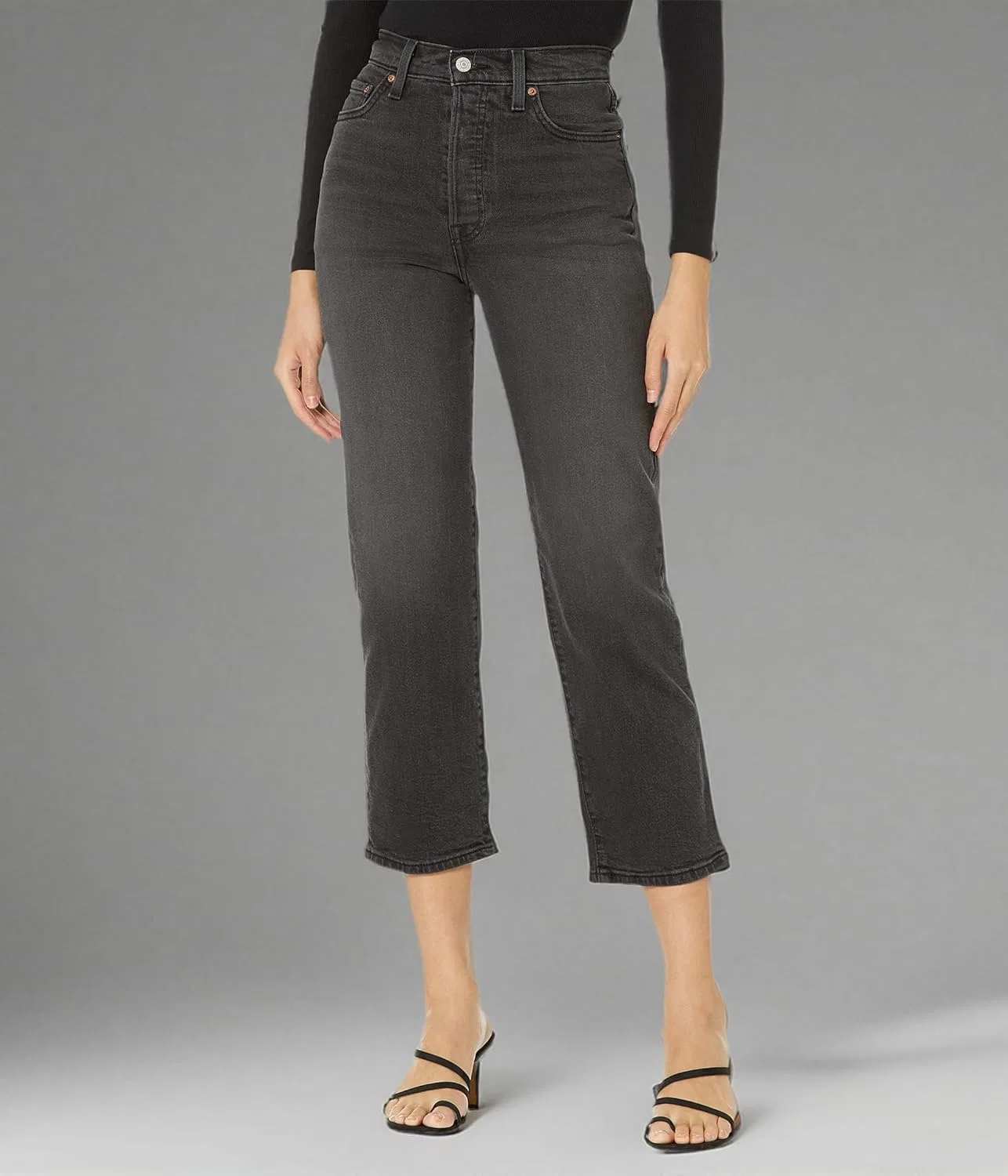 Levi's Women's Ribcage прямые укороченные джинсы, черный — фото 4