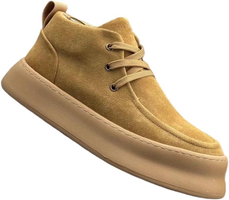 

Мужские высокие повседневные спортивные кроссовки - толстая подошва, прочные, амортизирующие, противоскользящие, модные и универсальные Fmshi, светло-коричневый